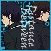An icon of Rin and Yukio facing away from one another with the text Distance Between