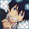 An icon of Rin smirking with a checkerboard background