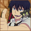 An icon of Rin giving a thumbs up with Kuro on his shoulder
