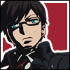 An icon of Yukio against a red background