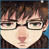 An icon of Yukio looking serious as snow falls