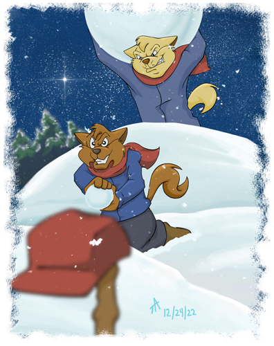 Chance and Jake have a snowball fight