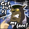 An icon of Feral snarling at reporters with the text Get out of my face!