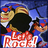 An icon of the SWAT Kats rushing to action with the text Let's Rock!