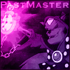 A pink-purple icon of the PastMaster brandishing his watch with the text PastMaster