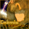 A Titan AE icon of Cale in his spacesuit with the Drej destroying Earth in the background and the text Cosmic Castaway