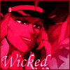 A dark pink icon of Turmoil holding up a sharp nail-claw with the text Wicked
