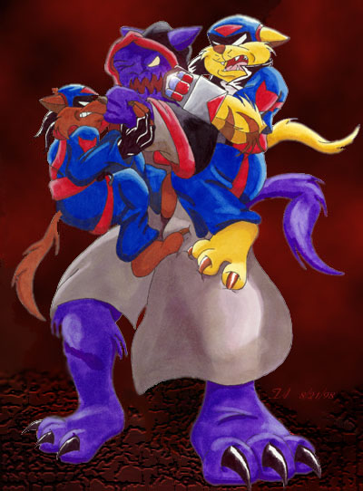 Color art of the SWAT Kats fighting Dark Kat
