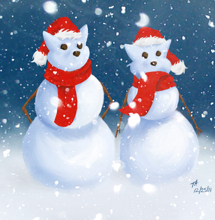 Art of two snowmen that look like the SWAT Kats