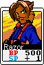 A card of Razor smirking
